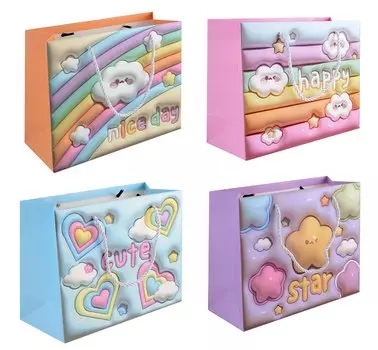 Пакет А4 26*32*12 "Cute clouds" дет., бум.мат.ламинат, горизонт., ассорти