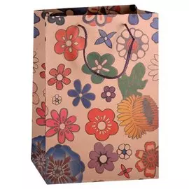 Пакет А4 32*23*9 «Цветочные мотивы» крафт, женск.