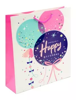 Пакет А4 32*26*10 "Happy birthday. Basic" нейтр. бум.мат.ламинат