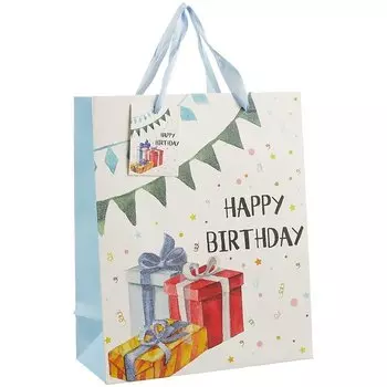 Пакет А4 32*26*10 "Birthday Party" нейтр., бум.мат.ламинат