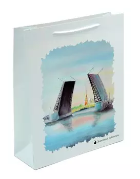 Пакет А4 32*26*10 СПб "Акварель. Мосты" бум.мат.ламинат