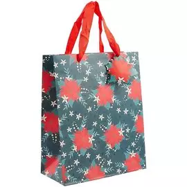 Пакет А4 32*26*12,5 "Poinsettia" Новый год, бум.мат.