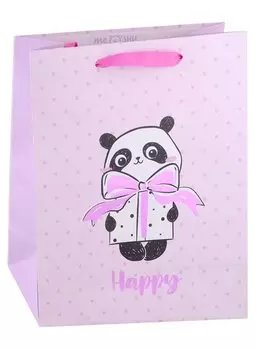 Пакет А4 32*26*12 "PandaGift_Pink" дет., бум.мат.ламинат