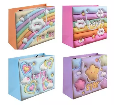 Пакет А5 18*23*10 "Cute clouds" дет., бум.мат.ламинат, горизонт., ассорти