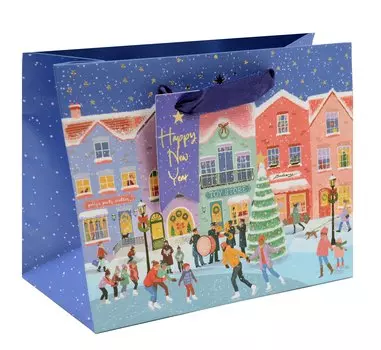 Пакет А5 18*23*10 "Домики" НГ, бум.мат.ламинат