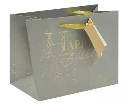 Пакет А5 18*23*10 "Happy Birthday.Gray" нейтр., бум.мат.ламинат