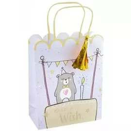 Пакет А5 21*25,5*10 "Party in on!" нейтр., бум., тиснение золот.фольгой, кисточка