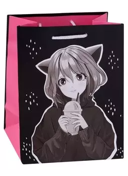 Пакет А5 22*18*10 "Аниме. Девочка с ушками" дет., бум.мат.ламинат