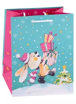 Пакет А5 22*18*10 "Новогоднее настроение" Новый год, бум.мат., ассорти