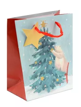 Пакет А5 23*18*10 "Белый мишка" НГ, бум.мат.ламинат