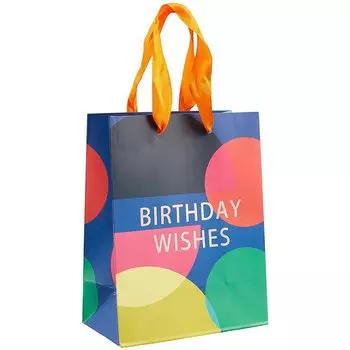 Пакет А5 23*18*10 "Birthday wishes" нейтр., бум.мат.ламинат