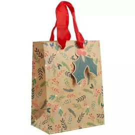 Пакет А5 23*18*10 "Poinsettia" Новый год, бум.мат.ламинат