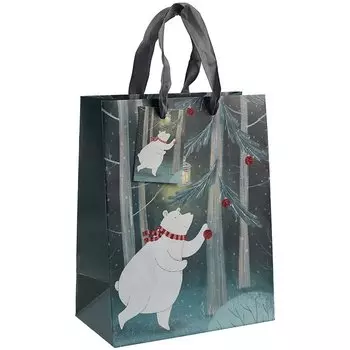 Пакет А5 23*18*10 "White bear" Новый год, бум.мат.ламинат