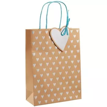 Пакет А5 25*18*8 Серебряные сердца жен., крафт