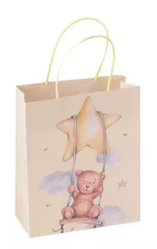 Пакет А5 25,5*21*10 "Мишка на качелях" дет., крафт