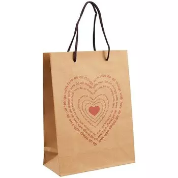 Пакет А5 "Сердца" крафт, женск.