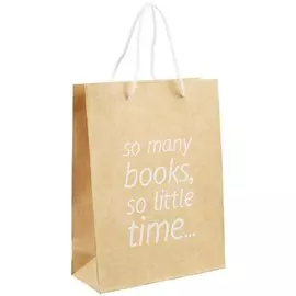 Пакет А5 "So many books..." бел.шрифт, крафт, нейтр.