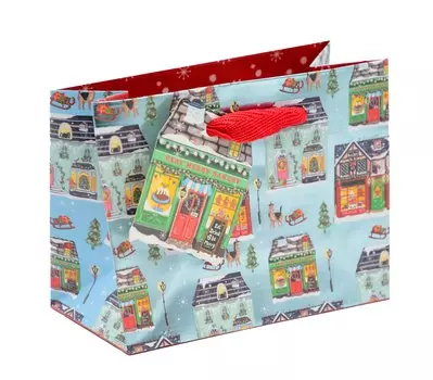 Пакет А6 11*14*6.5 "Домики и фонари" НГ, бум.мат.ламинат