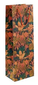 Пакет бутылочный 36*12*8,5 "Цветочный пейзаж" бум.мат.ламинат