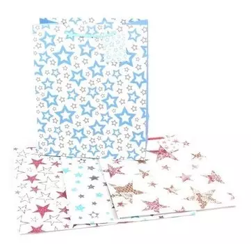 Пакет подарочный бумажный А4 26*32*12,5 "Stars", нейт., мат. ламинат, Kairui