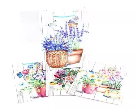 Пакет подарочный бумажный А4 32*26*12.5 "Цветы в горшках", жен., мат. ламинат, Kairui