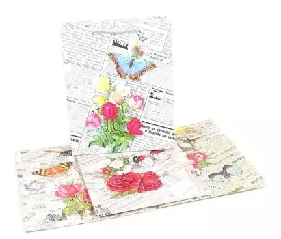 Пакет подарочный бумажный А4 32*26*12.5 "Flowres&news", жен., мат. ламинат, Kairui