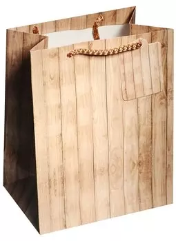 Пакет подарочный бумажный А5 18*23*10 "Wood style", нейтр., мат. ламинат, Kairui