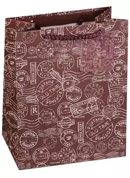 Пакет подарочный бумажный А5 "Почтовые штампы", нейтральный