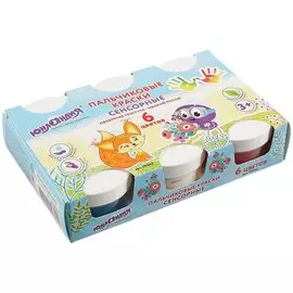 Пальчиковые краски сенсорные «Лисёнок», 6 цветов