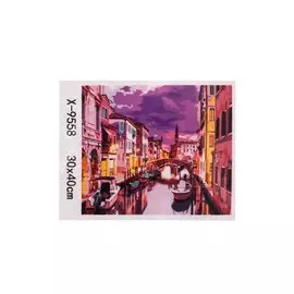 Палитра. Холст с красками по номерам "Вечерний город у воды", 30 х 40 см