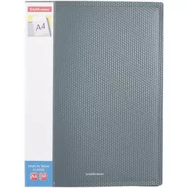 Папка 30ф А4 "Diamond Original" пластик, карман на корешке, серый, Erich Krause