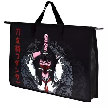 Папка для чертежей и рисунков А3 "ТАНЕЦ С КАТАНОЙ" 45*33*9см, внутр.ПВХ карман, дно с расширением, текст.ручки, УФ-печать