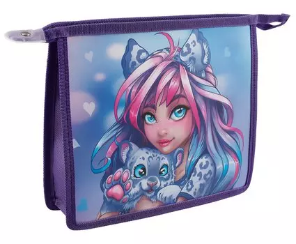 Папка для тетрадей Феникс+, "Девушка с барсом", А5, на молнии