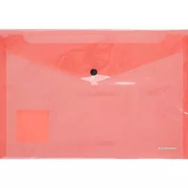 Папка-конверт А4 на кнопке "Glossy Classic" полупрозрачн.пластик, красный, Erich Krause