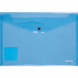 Папка-конверт А4 на кнопке "Glossy Classic" полупрозрачн.пластик, синий, Erich Krause