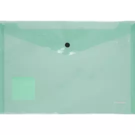 Папка-конверт А4 на кнопке "Glossy Classic" полупрозрачн.пластик, зеленый, Erich Krause