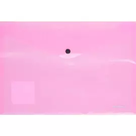 Папка-конверт А4 на кнопке "Glossy Neon" полупрозр.пластик, розовый, Erich Krause