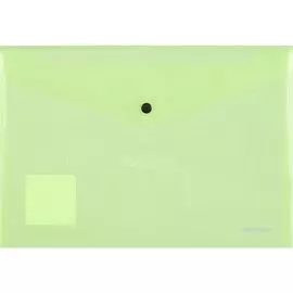 Папка-конверт А4 на кнопке "Glossy Neon" полупрозр.пластик, зеленый, Erich Krause