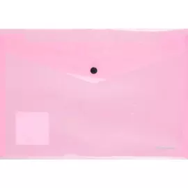 Папка-конверт А4 на кнопке "Glossy Vivid" полупрозр.пластик, розовый, Erich Krause