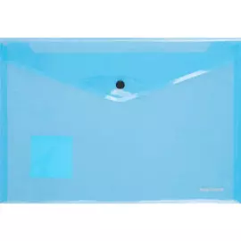 Папка-конверт А4 на кнопке "Glossy Vivid" полупрозрачн.пластик, синий, Erich Krause