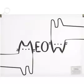 Папка на молнии «Котики meow», А4