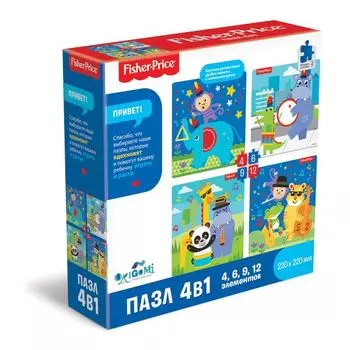 Пазл 4, 6, 9, 12 эл. Набор 4 в 1. Фишер Прайс. Музыка