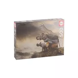 Пазл 500 деталей "Животные на краю скалы"