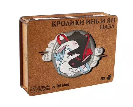 Пазл фигурный "Аниме. Кролики Инь и Ян", 87 деталей