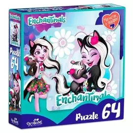 Пазл, Оригами Энчантималс 64эл. +магнитик Сейдж Скунси и Кейпер (22х22см) 03557