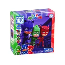 Пазл "Герои в масках". 100 деталей + наклейки