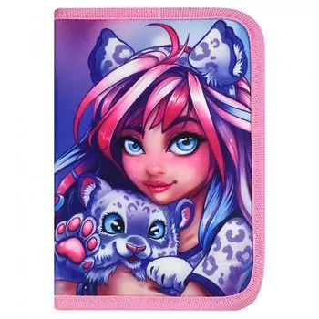 Пенал Феникс+, "Девушка с барсом", 1 отделение