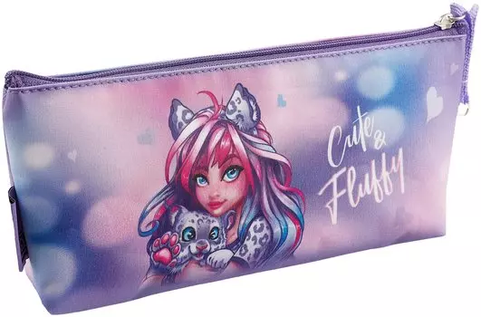 Пенал-косметичка Феникс+, "Девушка с барсом", на молнии