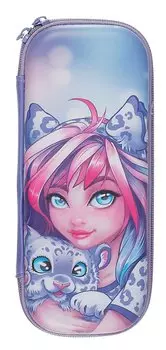 Пенал-косметичка Феникс+, "Девушка с барсом", на молнии