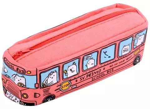 Пенал-косметичка "School bus", ассорти, ПВХ-бокс